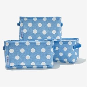 3x Polkadot Folding Storage Bins - basket box
